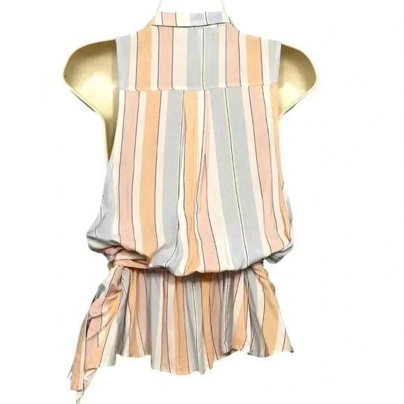 Free People Womens Blouse Size SP Sleeveless Striped Wrap Tie Waist Casual - Picture 5 of 10